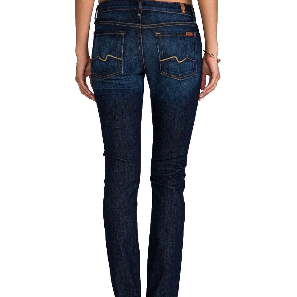 7 for all Mankind Women's Straight Leg Low-Rise Dark Wash Jeans  Size 27  NWOT